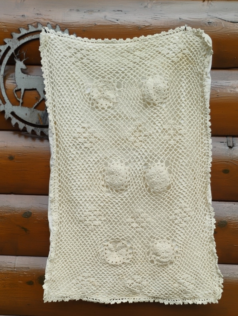 ⚜️ CROCHET ECRU PILLOWCASE VINTAGE